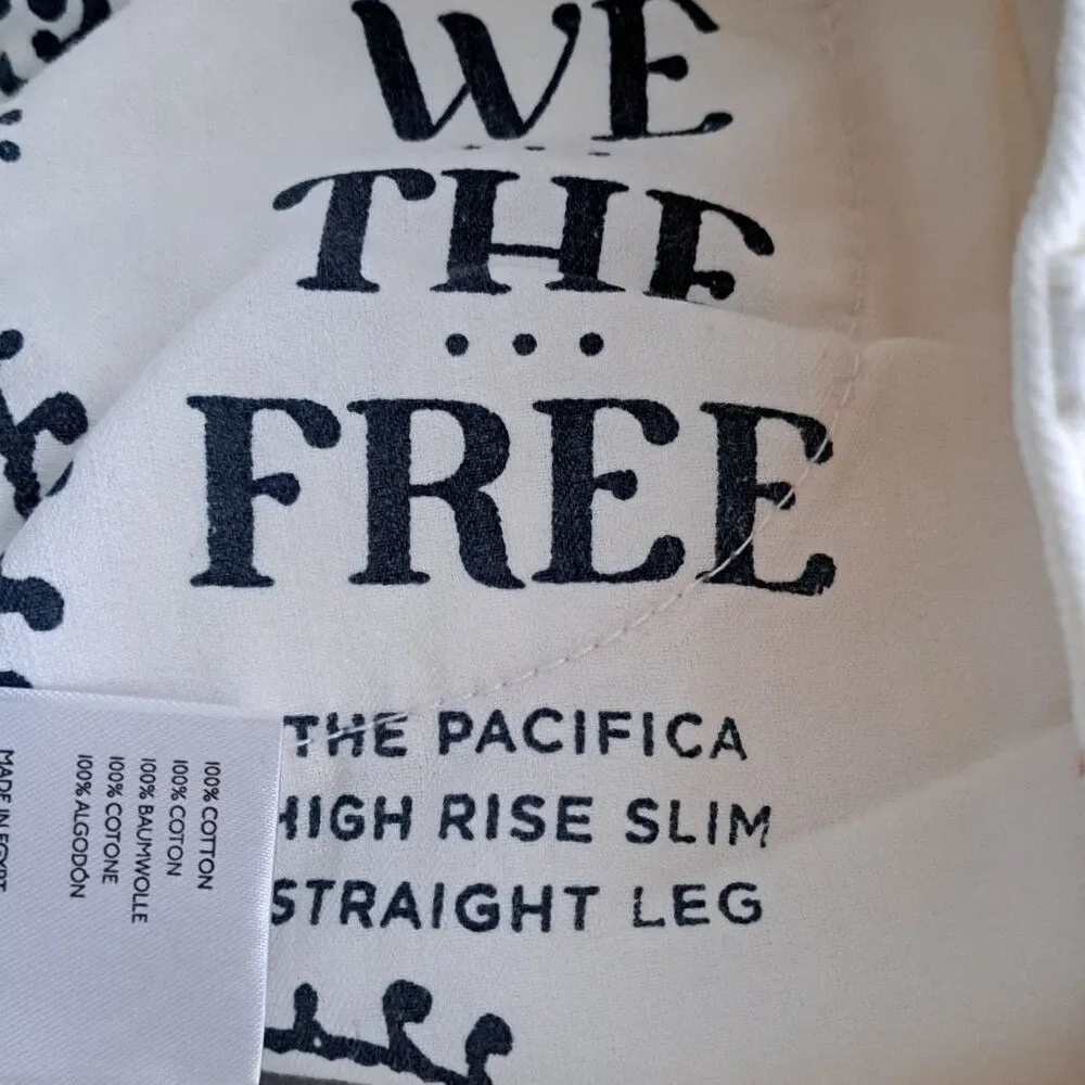 We The Free Ivory White The Pacifica High Rise Slim Straight Leg Denim Jeans 25